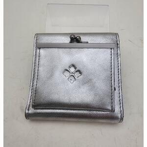 Patricia Nash Reiti leather wallet in the Antique Platinum metallic